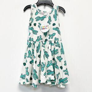 Dot Dot Smile Girls Sleeveless Cactus Print Tank Dress 12-24m